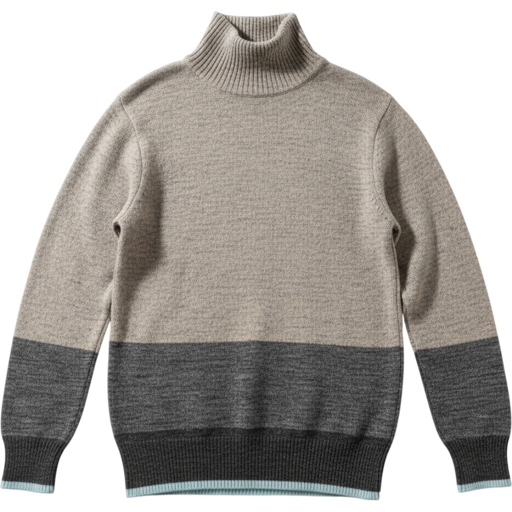 VTG Gap Turtleneck Sweater Men Large Grey Colorblock Knit Side Button Tunic